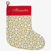 Gold Kerststerren Pattern Yellow Personated Grote Kerstsok (Voorkant)