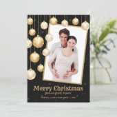 Gold Kerstversieringen Foto Feestdagenkaart (Staand voorkant)