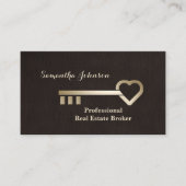 Gold Key Brown Linen Carte de visite immobilier (Devant)