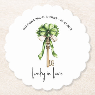 Gold Key Clover Bridal Shower Personalized Kartonnen Onderzetters