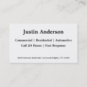 Gold Key Luxury Locksmith Services Visitekaartje (Achterkant)