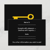 Gold Key op zwart. RSVP Kaartje (Voorkant / Achterkant)