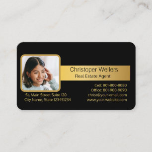 Gold Key Real Estate Agent Voeg foto zwart toe Visitekaartje