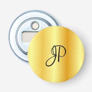 Gold Kijk Monogram Elegant Sjabloon Modern Button Flesopener