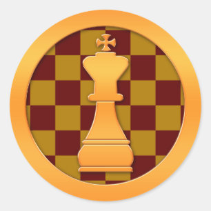 Gold King Chess Piece Ronde Sticker