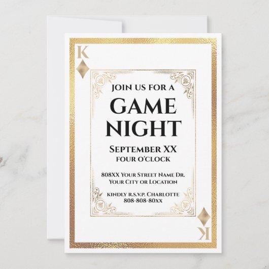 Gold King of Diamonds Game Night Jouer Carte (Devant)