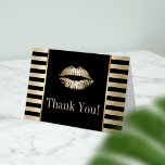 Gold Kiss Modern Black & Gold Stripes Merci<br><div class="desc">Gold Kiss Modern Black & Gold Stripes Merci Cartes.</div>