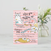 Gold Kitty Chat Anniversaire Fête Invitation (Debout devant)