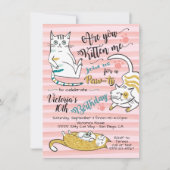 Gold Kitty Chat Anniversaire Fête Invitation (Devant)