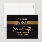 Gold Klasse van 2024 Afstuderen aankondiging Briefkaart (Voorkant / Achterkant)