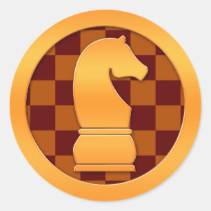 Gold Knight Chess Piece Ronde Sticker