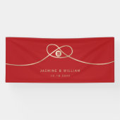 Gold Knot Union Double Happiness Chinese Wedding Spandoek (Horizontaal)