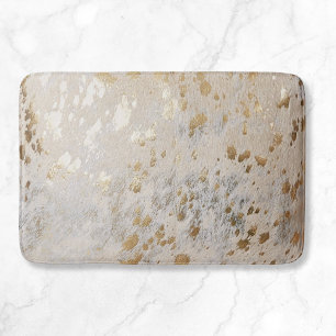Gold Koeienhuid Print Metallic Badmat