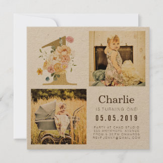 Gold Kraft Foil Un 1er anniversaire Cartes photos