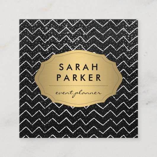 Gold Label met Chic Metallic Dot Chevron Pattern (Voorkant)