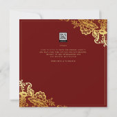 Gold Lace Bourgogne Mariage Invitations (Dos)