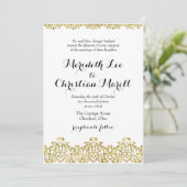 Gold Lace Calligraphy Wedding Invitation Kaart (Staand voorkant)