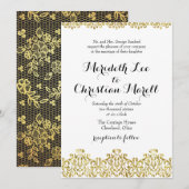 Gold Lace Calligraphy Wedding Invitation Kaart (Voorkant / Achterkant)