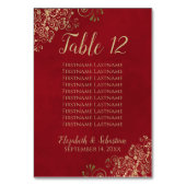 Gold Lace Chic Crimson Mariage rouge Carte de sièg (Dos)