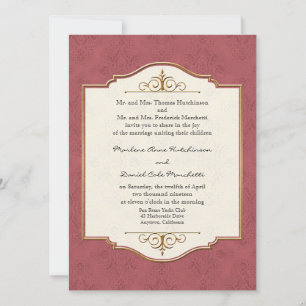 Gold & Lace Classic Elegant Wedding Invite Kaart