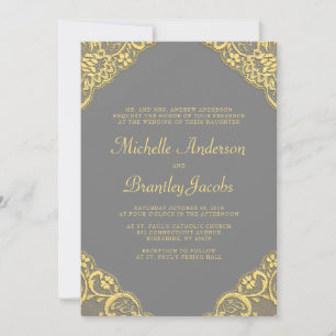 Gold Lace Corners Élégante invitation au mariage G