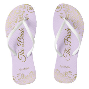 Gold Lace Elegant Lila Paars Bridesmaid Weddenscha Teenslippers