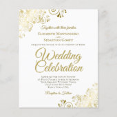 Gold Lace Elegant White PAPER Wedding Invite Flyer (Voorkant)