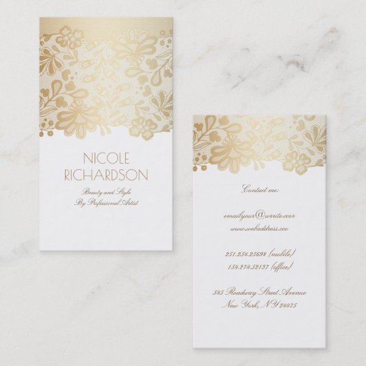Gold Lace Elegant  White Visitekaartje (Voorkant / Achterkant)