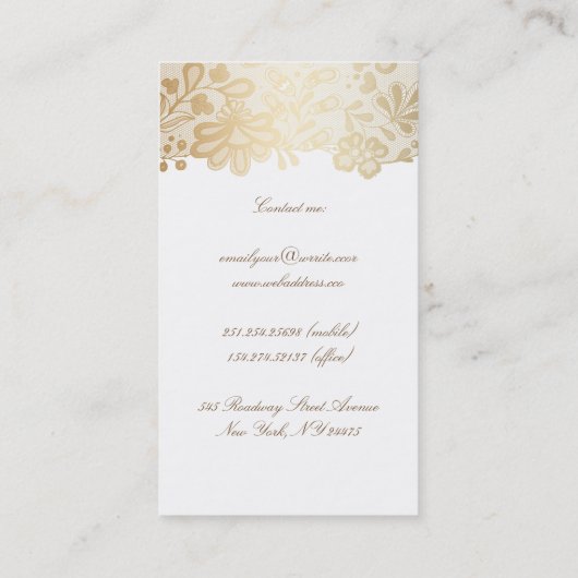 Gold Lace Elegant  White Visitekaartje (Achterkant)