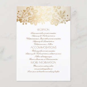 Gold Lace Elegant White Wedding Information Informatiekaartje