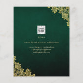 Gold Lace Emerald Green All-in-1 Wedding Invite QR (Achterkant)