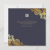 Gold Lace Marine Blue Wedding Invitations Budget (Dos)