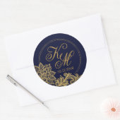 Gold Lace Marine Moderne Monogramme Étiquette (Enveloppe)