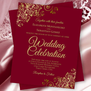 Gold Lace Maroon Burgundy BUDGET Weddenschap