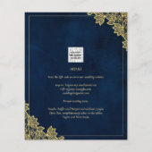Gold Lace Navy Blue All-in-1 Wedding nodigt QR Co (Achterkant)