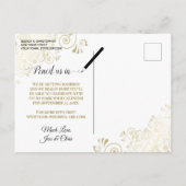 Gold Lace op het cassis Wedding Save the Date Phot Aankondigingskaart (Achterkant)