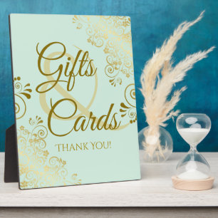 Gold Lace op Mint Green Huwelijkscadeaus & Cards S Fotoplaat