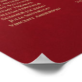 Gold Lace op Red 10 Table Wedding Seating Chart Poster (Hoek)