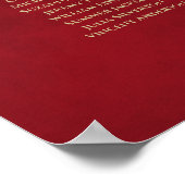 Gold Lace op Red 16 Table Wedding Seating Chart Poster (Hoek)