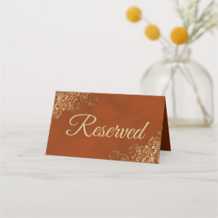 Gold Lace op Rust Oranje Elegant Wedding Gereserve
