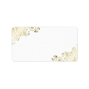Gold Lace op White Elegant Blank Weduwadres Etiket