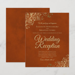 Gold Lace Oranje Wedding Reception BUDGET Invite