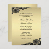 Gold Lace Wedding Uitnodiging (Voorkant / Achterkant)