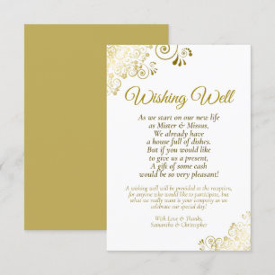Gold Lace & White Wedding Wishing Well Poem Informatiekaartje