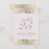 Gold Lace & White Weduwtable Number Kaart (Voorkant / Achterkant)