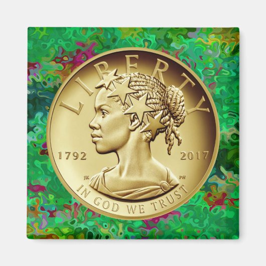 GOLD LADY LIBERTY COIN 2017 MAGNEET (Voorkant)