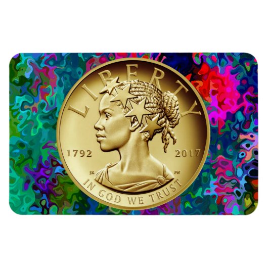 GOLD LADY LIBERTY COIN MAGNEET (Horizontaal)