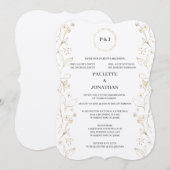Gold laisser élégante invitation de mariage (Devant / Derrière)