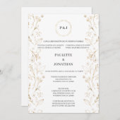 Gold laisser élégante invitation de mariage (Devant / Derrière)