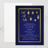 Gold Lamp op Blue Damask | Eid Al Fitr Kaart (Voorkant / Achterkant)